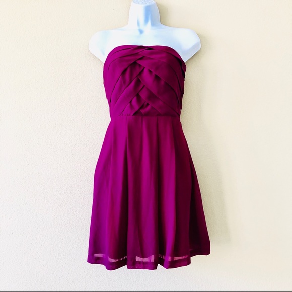 Express Dresses & Skirts - EXPRESS⚡️Pleated Purple Strapless Dress_6